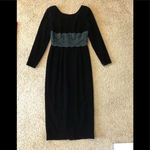 Donna Morgan Lace Velvet Sheath Dress Size 4 Formal Black Evening Long Dress